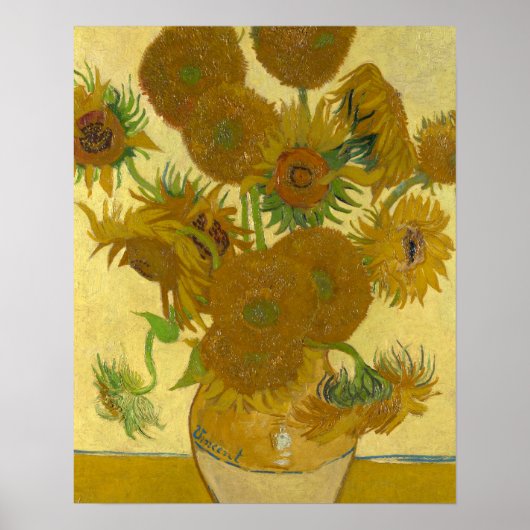 Vincent Van Gogh 15 zonnebloemen schilderen Poster (Voorkant)