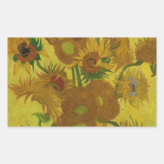 Vincent Van Gogh 15 zonnebloemen schilderen Rechthoekige Sticker (Voorkant)