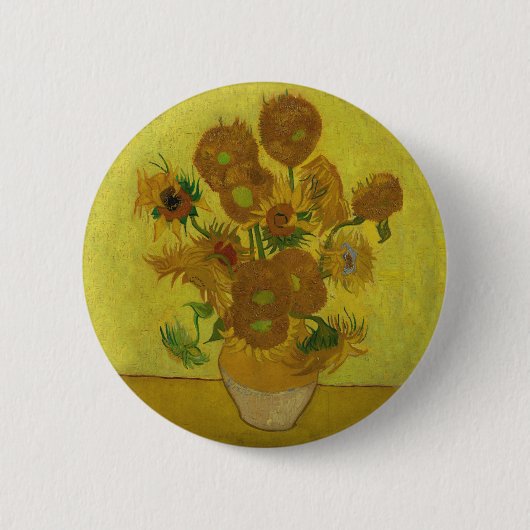 Vincent Van Gogh 15 zonnebloemen schilderen Ronde Button 5,7 Cm (Voorkant)