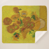 Vincent Van Gogh 15 zonnebloemen schilderen Sherpa Deken (Voorkant (horizontaal))