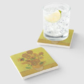 Vincent Van Gogh 15 zonnebloemen schilderen Stenen Onderzetter (Zijkant)