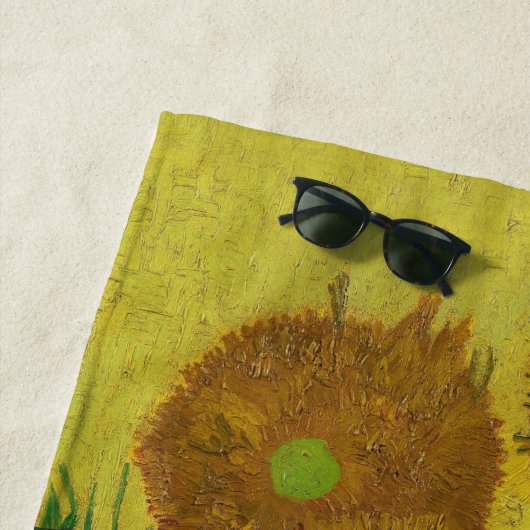 Vincent Van Gogh 15 zonnebloemen schilderen Strandlaken (In situ)