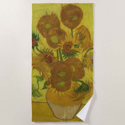 Vincent Van Gogh 15 zonnebloemen schilderen Strandlaken (Voorkant)