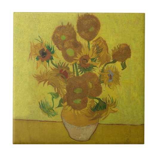 Vincent Van Gogh 15 zonnebloemen schilderen Tegeltje (Voorkant)