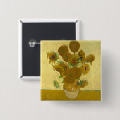 Vincent Van Gogh 15 zonnebloemen schilderen Vierkante Button 5,1 Cm (Voorkant /achterkant)