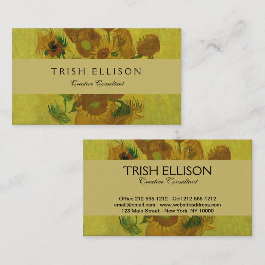 Vincent Van Gogh 15 zonnebloemen schilderen Visitekaartje (Voorkant / Achterkant)