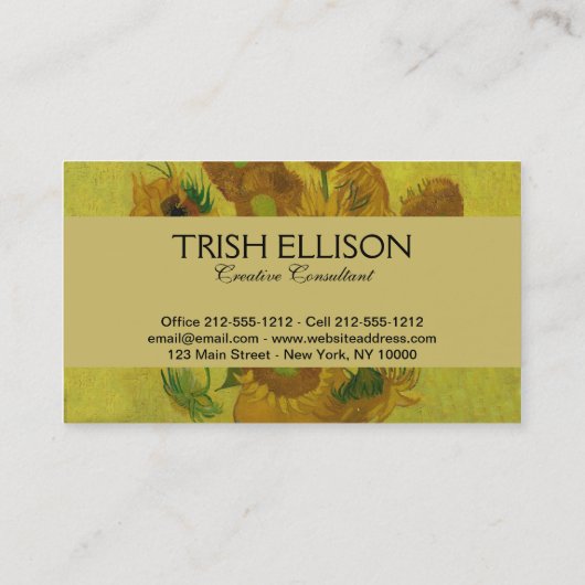 Vincent Van Gogh 15 zonnebloemen schilderen Visitekaartje (Achterkant)