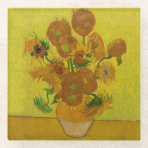 Vincent Van Gogh 15 Zonnebloemen Schilderij Glazen Onderzetter