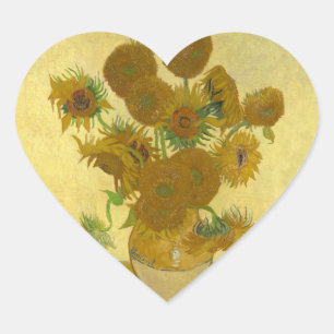 Vincent Van Gogh 15 Zonnebloemen Schilderij Hart Sticker