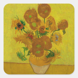 Vincent Van Gogh 15 Zonnebloemen Schilderij Vierkante Sticker
