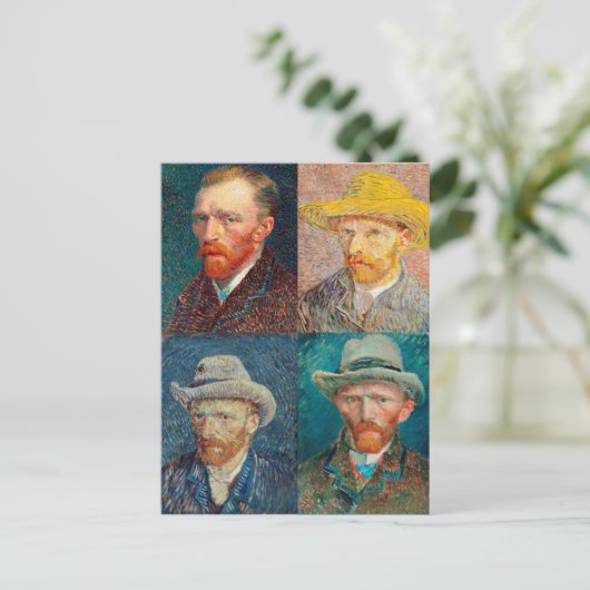 Vincent Van Gogh 1887 Self Portrait Collage Briefkaart (Staand voorkant)