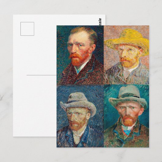 Vincent Van Gogh 1887 Self Portrait Collage Briefkaart (Voorkant / Achterkant)