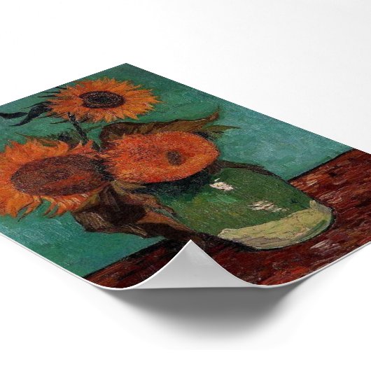 Vincent van Gogh 3 Zonnebloemen Kunstschilderij Pr Poster (Hoek)