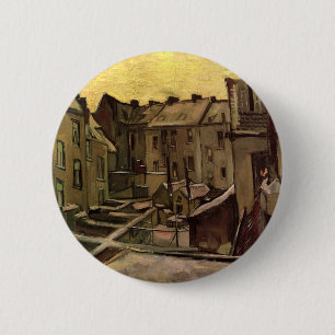 Vincent van Gogh, Achtererven van oude huizen, Ant Ronde Button 5,7 Cm