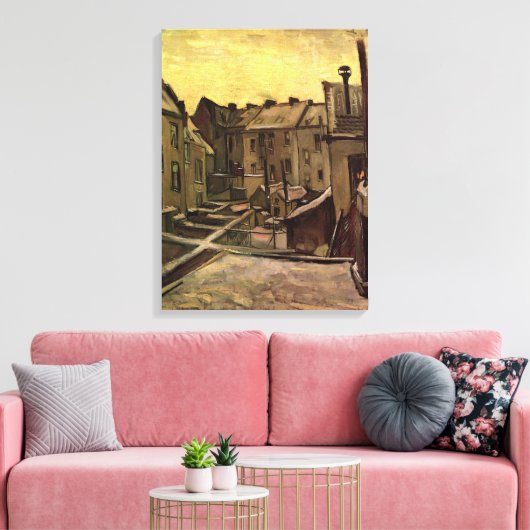 Vincent van Gogh, Achtertuin van oude huizen, Antw Canvas Afdruk (Insitu (Woonkamer))