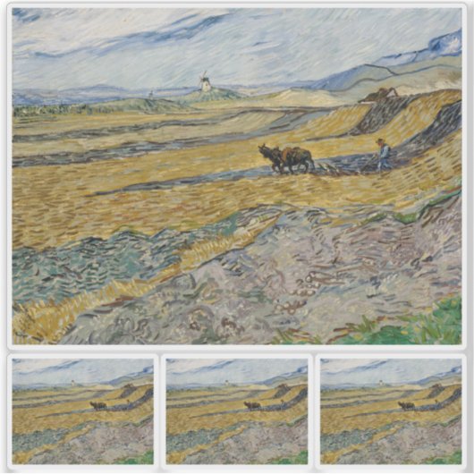 Vincent van Gogh, afgesloten veld met ploegman Sticker (Voorkant)