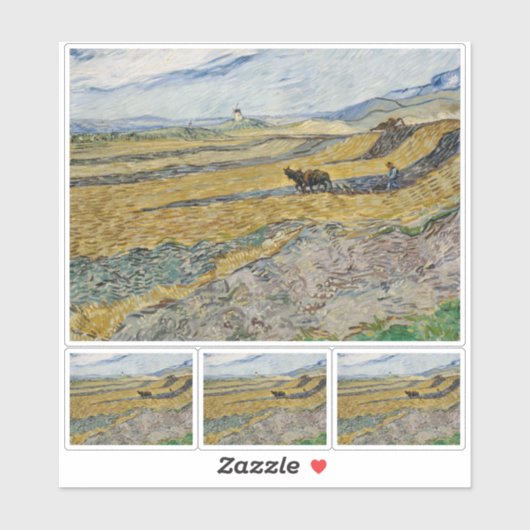 Vincent van Gogh, afgesloten veld met ploegman Sticker (Vel)