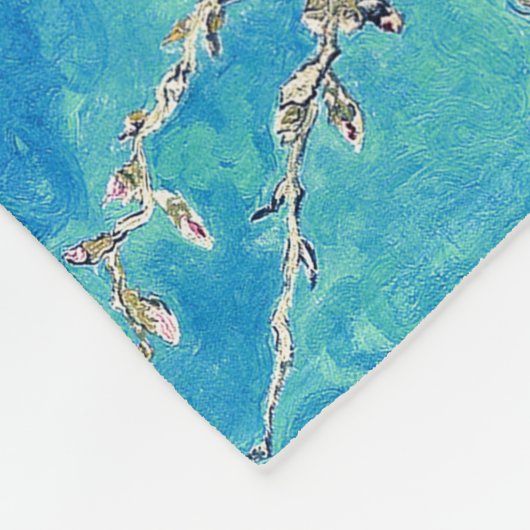 Vincent Van Gogh Almond Blossom Bright Turquoise Fleece Deken (Hoek)