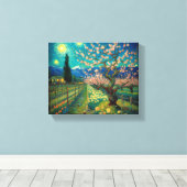 Vincent van Gogh Almond Blossom Landschap Uitzicht Canvas Afdruk (Insitu (Houten vloer))