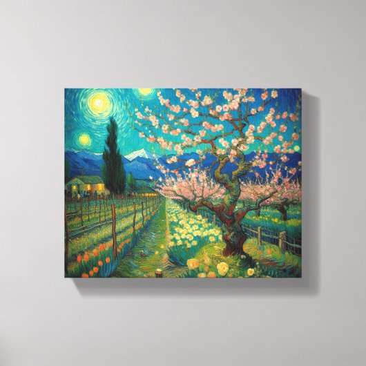 Vincent van Gogh Almond Blossom Landschap Uitzicht Canvas Afdruk (Voorkant)