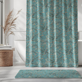 Vincent Van Gogh Almond Blossom on Robin Egg Blue Douchegordijn