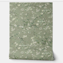 Vincent Van Gogh Almond Blossom on Sage Green Behang
