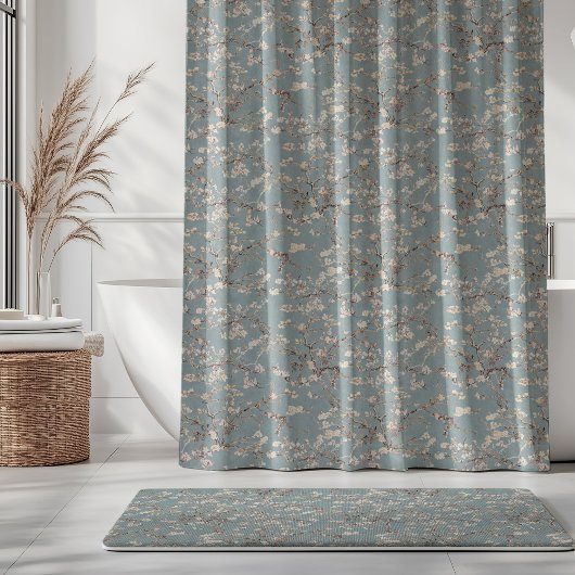 Vincent Van Gogh Almond Blossom on Slate Blue Douchegordijn
