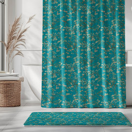 Vincent Van Gogh Almond Blossom on Teal Blue Douchegordijn