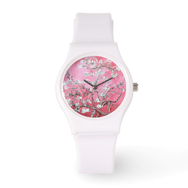 Vincent Van Gogh Almond Blossom Pink Watch Horloge (Voorkant)