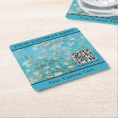 Vincent Van Gogh - Almond Blossom QR-code Kartonnen Onderzetters (Schuin)