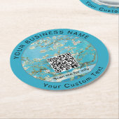 Vincent Van Gogh - Almond Blossom QR-code Ronde Kartonnen Onderzetter (Gebogen)
