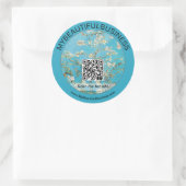 Vincent Van Gogh - Almond Blossom QR-code Ronde Sticker (Tas)