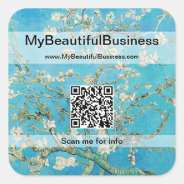 Vincent Van Gogh - Almond Blossom QR-code Vierkante Sticker