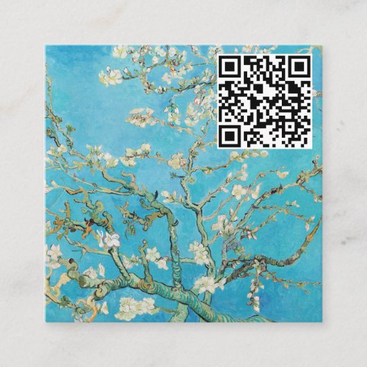 Vincent van Gogh - Almond Blossom - QR-code Vierkante Visitekaartje (Voorkant)