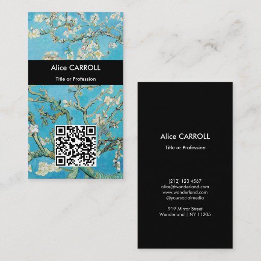Vincent van Gogh - Almond Blossom - QR-code Visitekaartje (Voorkant / Achterkant)