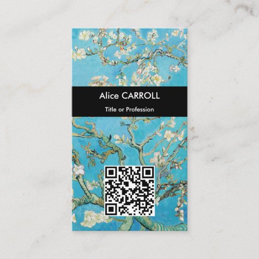 Vincent van Gogh - Almond Blossom - QR-code Visitekaartje (Voorkant)