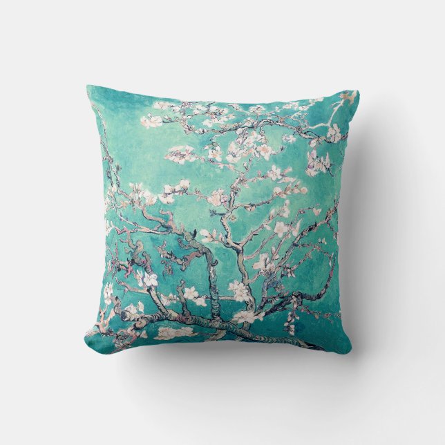 Vincent Van Gogh Almond Blossom Turquoise Kussen (Voorkant)