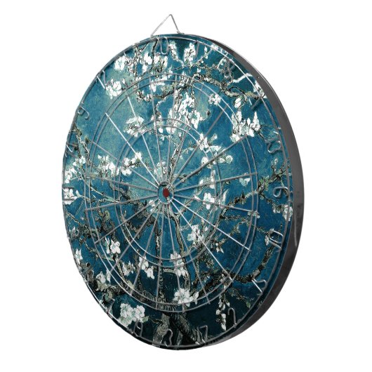 Vincent Van Gogh Almond Blossoms Dark Blauwgroen Dartbord (Voorkant Rechts)