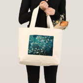 Vincent Van Gogh Almond Blossoms Dark Blauwgroen Grote Tote Bag (Voorkant (product))