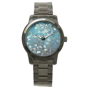 Vincent Van Gogh Almond Blossoms Dark Blauwgroen Horloge