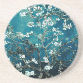 Vincent Van Gogh Almond Blossoms Dark Blauwgroen Zandsteen Onderzetter (Voorkant)