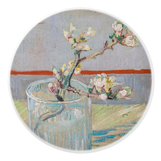 Vincent van Gogh - Almond Branch in een glas Keramische Knop (Voorkant)