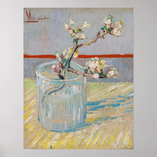 Vincent van Gogh - Almond Branch in een glas Poster (Voorkant)