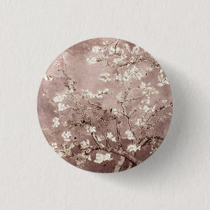 Vincent Van Gogh Amandelbloesem Beige Taupe Ronde Button 3,2 Cm