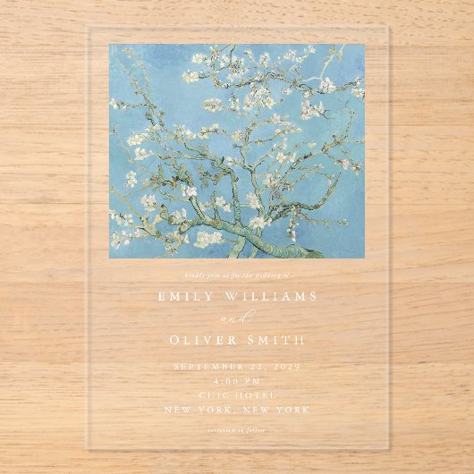 Vincent Van Gogh Amandelbloesem Bloemen Bloemen Br Acryl Uitnodigingen (Voorkant)