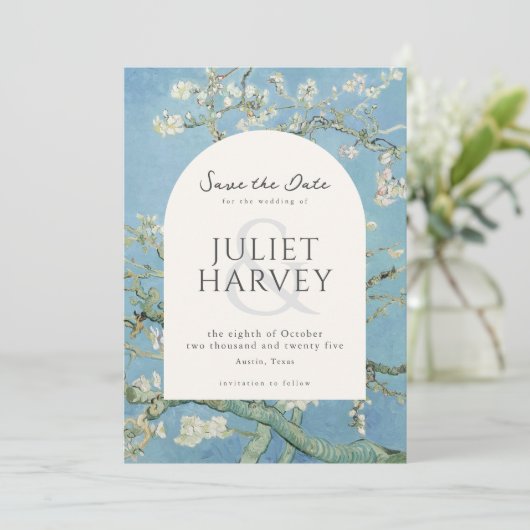 Vincent Van Gogh Amandelbloesem Bloemen Bloemen Br Save The Date (Staand voorkant)