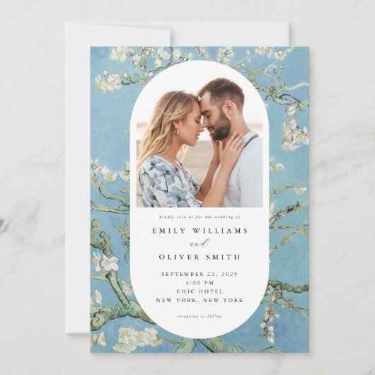 Vincent van Gogh Amandelbloesem Fotobruiloft Kaart (Voorkant)