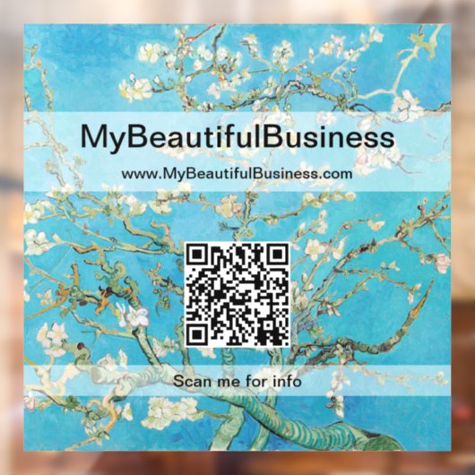 Vincent Van Gogh - Amandelbloesem QR Code Raamsticker (Vel 2)