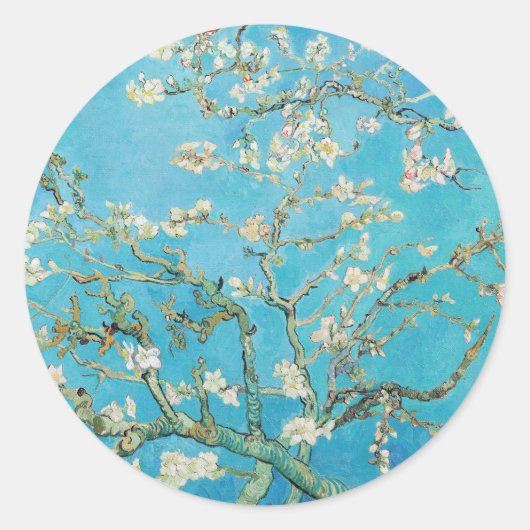 Vincent van Gogh - Amandelbloesem Ronde Sticker (Voorkant)