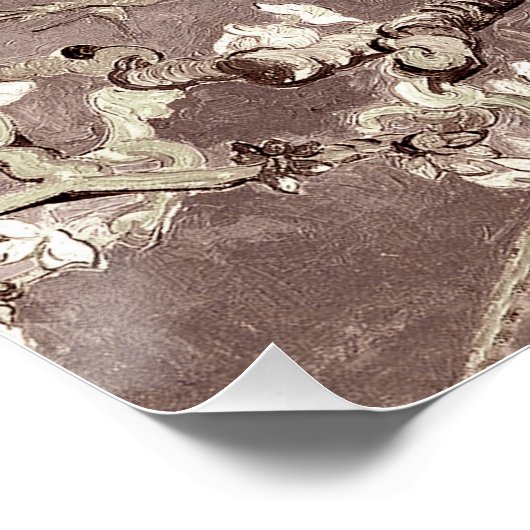 Vincent Van Gogh Amandelbloesems Beige Taupe Perfect Poster (Hoek)